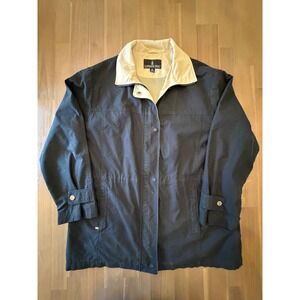 London Fog Women XL Black Tan Khaki Lined Zip Up Jacket Coat Casual Outerwear